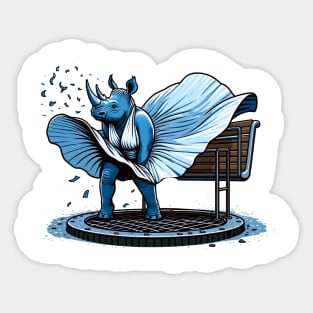 Rhino Elegance – The Iconic Fluttering Dress Illustration Sticker